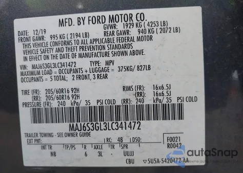 2020 Ford Ecosport Se from USA, damaged, VIN MAJ6S3GL3LC341472